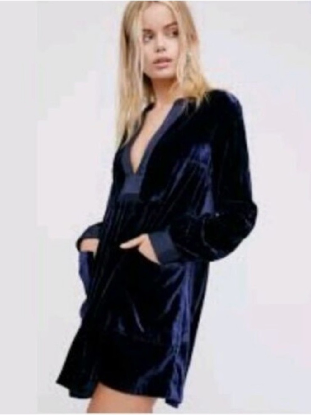 Free People Choose Me Velvet Tunic Mini Dress - Size Large - EUC!